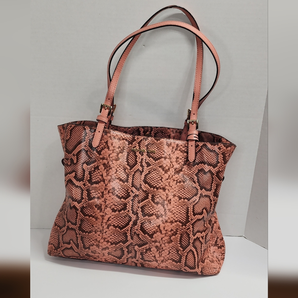 Michael Kors Large Lenox Animal print embossed leather handbag EUC